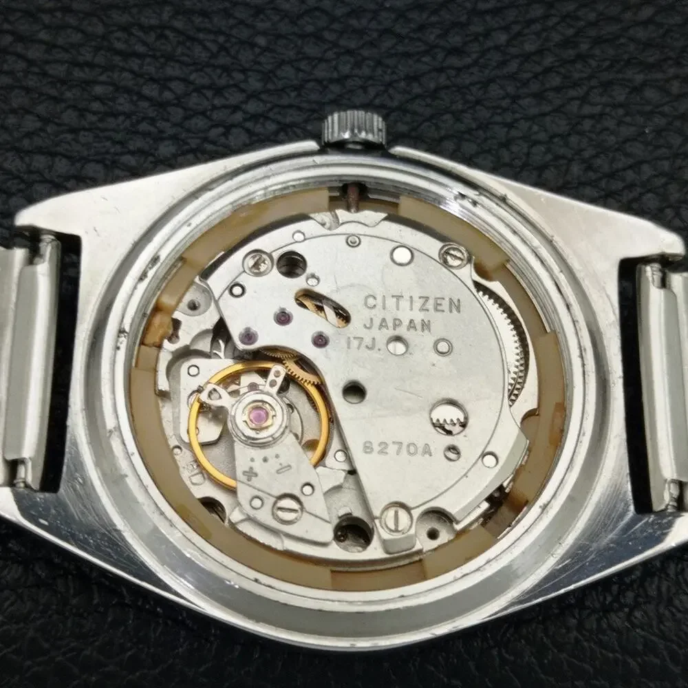 Vintage 1985 Citizen Manual Wound Mens Silver Watch & Silver accents